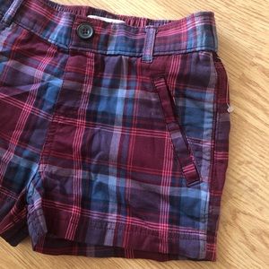 Abercrombie Kids Blue Red Plaid Cotton Shorts 5 6